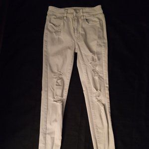 American Eagle NEXT LEVEL STRETCH Hi Rise Distressed Jegging White Sz 2 Reg NWOT